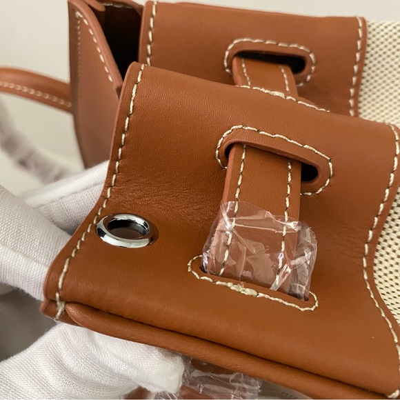 Canvas Leather Toile 30 Structured Bag w/ Lock Key Doctor's Satchel Crossbody C4 - Picture 6 of 15